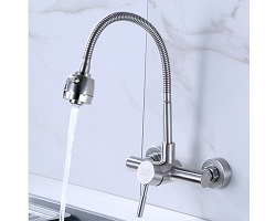 Vòi bếp nóng lạnh (gắn tường, cổ mềm) SUS304 - Cao cấp HVMMA ITALIA
